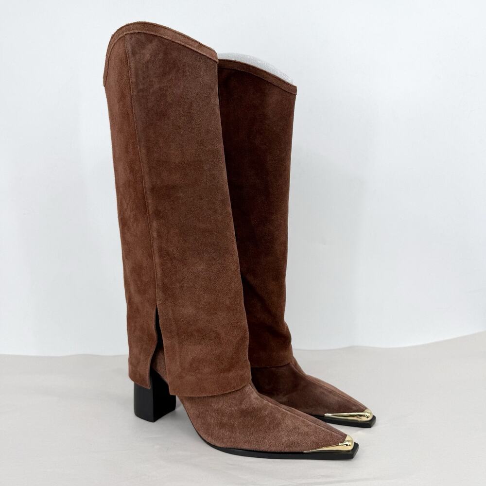 SCHUTZ Womens Raffaela Up Cloak Knee High Boots US 9 M Root Brown Suede NWOB - Picture 8 of 14
